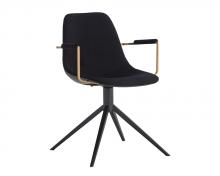Sunpan 105614 - Cassius Swivel Dining Armchair - Abbington Black / Bravo Black