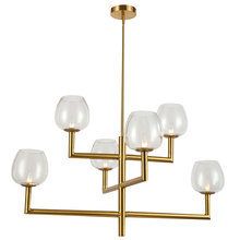 Dainolite NOR-326C-AGB-CLR - 6LT Chandelier, AGB w/ CLR Glass