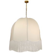 Dainolite REN-301P-AGB - 1 Light Incandescent Pendant, Aged Brass w/ White Fringe Shade