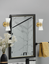 Dainolite VIE-112W-AGB - 2LT Wall Sconce, AGB with CLR Ribbed Glass