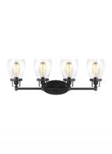 Generation Lighting 4414504-112 - Belton transitional 4-light indoor dimmable bath vanity wall sconce in midnight black finish with cl