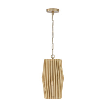 Capital 344613BWB - 8.75" W x 17.25" H 1-Light Pendant in Matte Brass and Handcrafted Blonde Mango Wood