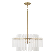 Capital 358741AD - 24" W x 17.25" H 4-Light Tiered Pendant in Aged Brass with Clear and Etched Glass Tubes