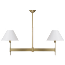 Capital 860821AD-719 - 50" W x 22.5" H 2-Light Linear Chandelier in Aged Brass with White Fabric Shades and Designe