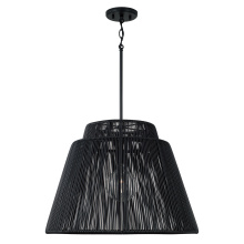 Capital 956311OK - 23" W x 17" H 1-Light Indoor Outdoor Pendant in Matte Black and Hand-wrapped Onyx Black Resi
