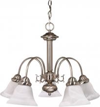 Nuvo 60/181 - Ballerina; 5 Light; 24 in.; Chandelier with Alabaster Glass Bell Shades; Brushed Nickel Finish