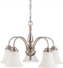 Nuvo 60/1822 - Dupont; 5 Light; 21 in.; Chandelier with Satin White Glass; Brushed Nickel Finish