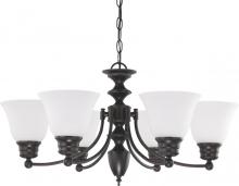 Nuvo 60/3169 - Empire; 6 Light; 26 in.; Chandelier with Frosted White Glass; Mahogany Bronze Finish