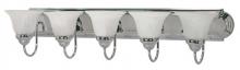 Nuvo 60/319 - Ballerina; 5 Light; 36 in.; Vanity with Alabaster Glass Bell Shades; Polished Chrome Finish