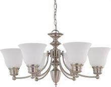 Nuvo 60/3255 - Empire; 6 Light; 26 in.; Chandelier with Frosted White Glass; Brushed Nickel Finish