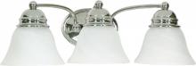 Nuvo 60/338 - Empire; 3 Light; 21 in.; Vanity with Alabaster Glass Bell Shades; Polished Chrome Finish