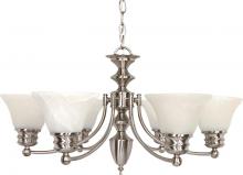 Nuvo 60/356 - Empire; 6 Light; 26 in.; Chandelier with Alabaster Glass Bell Shades; Brushed Nickel Finish