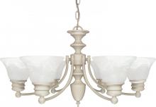 Nuvo 60/359 - Empire; 6 Light; 26 in.; Chandelier with Alabaster Glass Bell Shades; Textured White Finish