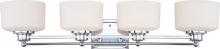Nuvo 60/4584 - Soho; 4 Light; Vanity Fixture with Satin White Glass; Polished Chrome Finish