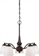 Nuvo 60/5143 - Patton; 5 Light; Chandelier (Arms Down) with Frosted Glass; Prairie Bronze Finish