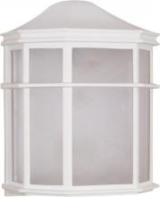 Nuvo 60/537 - 1 Light; 10 in.; Cage Lantern Wall Fixture; Die Cast; Linen Acrylic Lens; White Finish