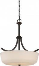 Nuvo 60/5927 - Laguna; 4 Light; Pendant with White Glass; Forest Bronze Finish