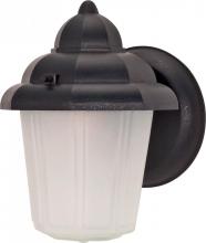 Nuvo 60/641 - 1 Light; 9 in.; Wall Lantern; Hood Lantern with Satin Frosted Glass; Textured Black Finish