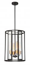 Nuvo 60/6415 - Payne; 4 Light; Foyer Pendant with Clear Beveled Glass; Midnight Bronze Finish