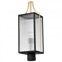Nuvo 60/8504 - Holden; Outdoor Post Lantern; Gold and Black Finish; Clear Glass