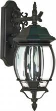 Nuvo 60/893 - Central Park; 3 Light; 22 in.; Wall Lantern with Clear Beveled Glass; Textured Black Finish