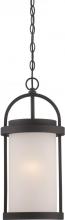 Nuvo 62/655 - Willis; LED Outdoor Hanging with Antique White Glass; Textured Black Finish