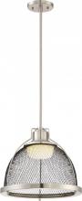 Nuvo 62/882 - Tex - Large LED Pendant - Brushed Nickel Finish with Black mesh