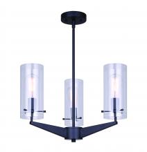 Canarm ICH759A03BK - JONI, MBK Color, 3 Lt Rod Chandelier, Clear Glass, 100W Type A, 20.25" W x 17.125 - 53.125"