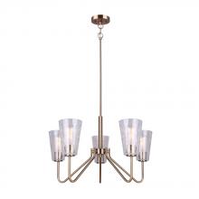 Canarm ICH1100A05GD - EVERLY, ICH1100A05GD, 5 Lt Rod Chandelier, Crackle Glass, 60W Type A