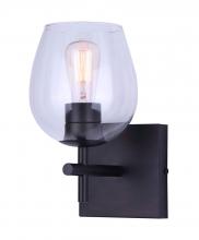 Canarm IVL1019A01BK - CAIN, MBK Color, 1 Lt Vanity, Clear Glass, 100W Type A, Easy Connect Inc