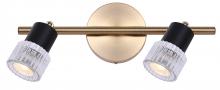 Canarm IT1161A02BKG10 - ELSEE 2 Light 15 in. Ceiling/Wall Matte Black and Gold Track Light Kit with Clear Ribbed Glass