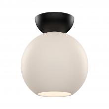 Kuzco SF59708-BK/OP - Arcadia 8-in Black/Opal Glass 1 Light Semi Flush Mount