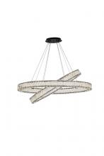 Elegant 3503D40BK - Monroe 40 inch LED oval double ring pendant in black