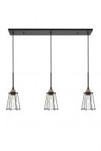 Elegant LD4047D38BRB - Auspice 3 light brass and black Pendant